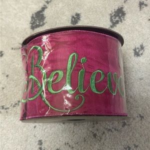 D. Stevens Luxe “Believe” Embroidered Holiday Ribbon.